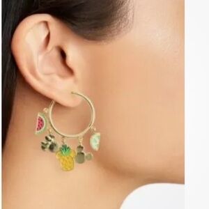 Disney X BaubleBar Mickey & Minnie Mouse Enamel Fruit Charm Hoop Earrings